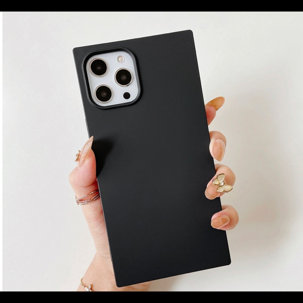 Slim & Sleek Matte Black Square Phone Case.